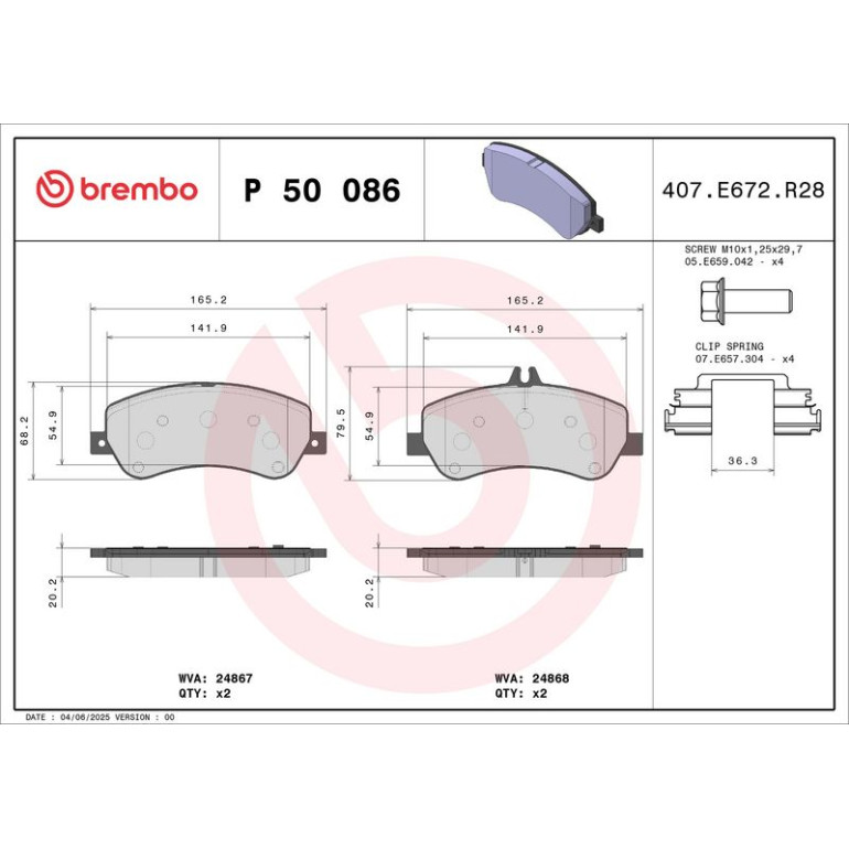 BREMBO Bremsklötze VA P 50 086 BREMBO Bremsklötze VA P 50 086