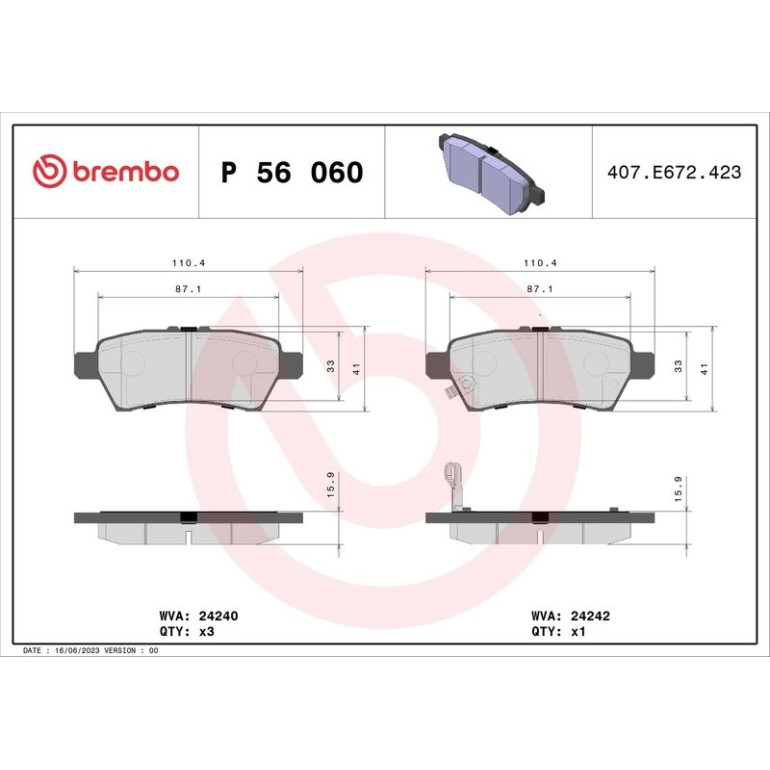 BREMBO Bremsklötze HA P 56 060 BREMBO Bremsklötze HA P 56 060