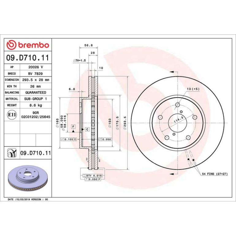 BREMBO Bremsscheibe 09.D710.11 BREMBO Bremsscheibe 09.D710.11