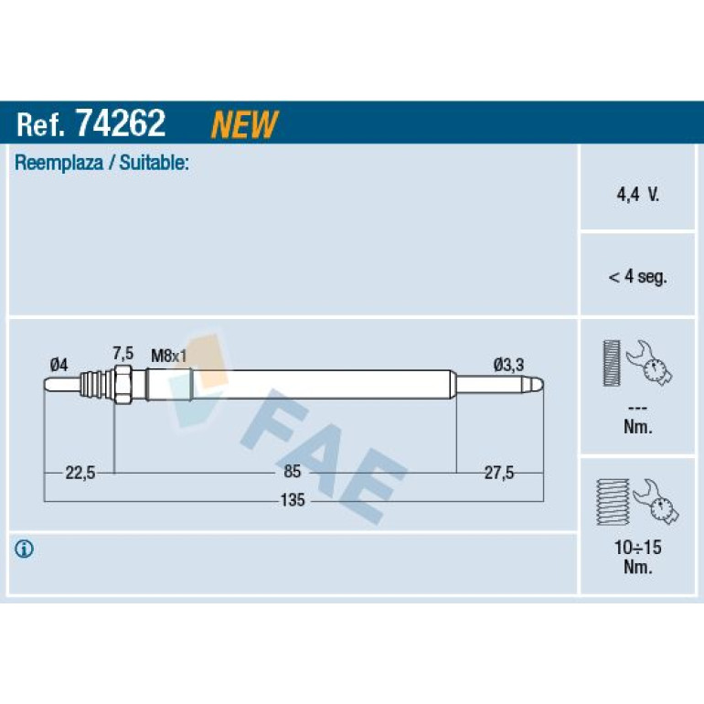 FAE Glühkerze 74262 FAE Glühkerze 74262