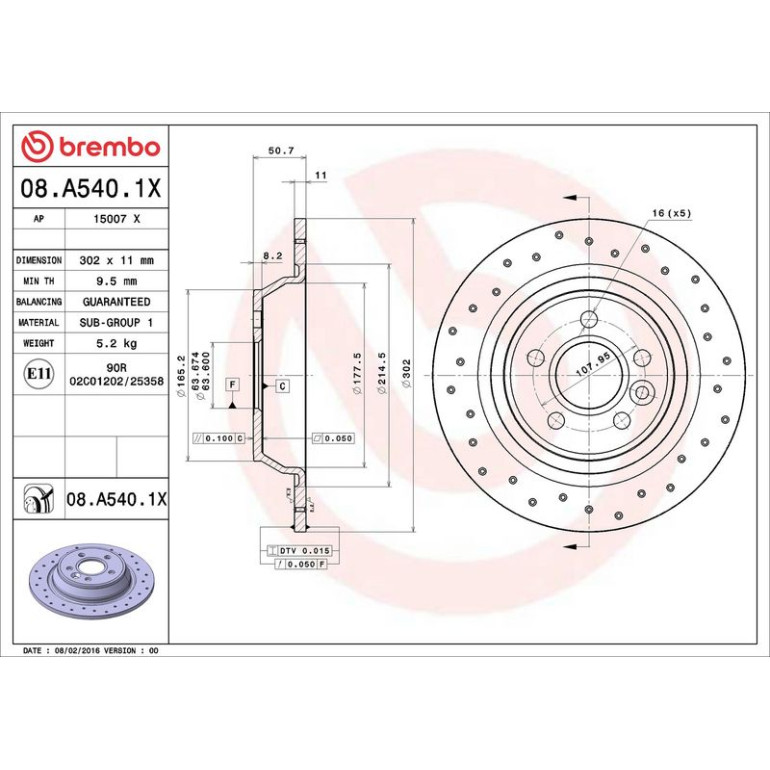 Bremsscheibe HA Xtra 08.A540.1X Bremsscheibe HA Xtra 08.A540.1X