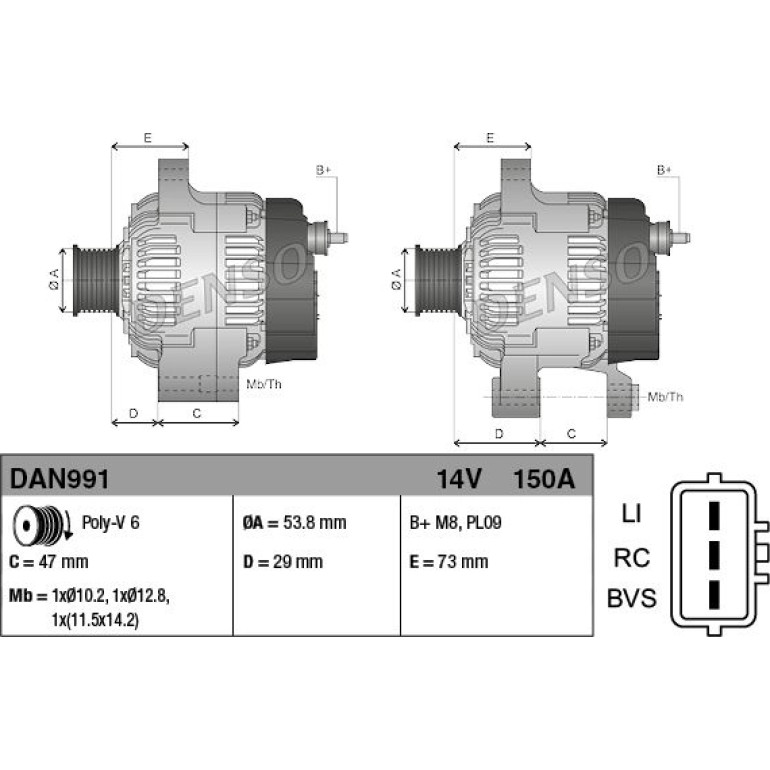 DENSO Generator DAN991 DENSO Generator DAN991