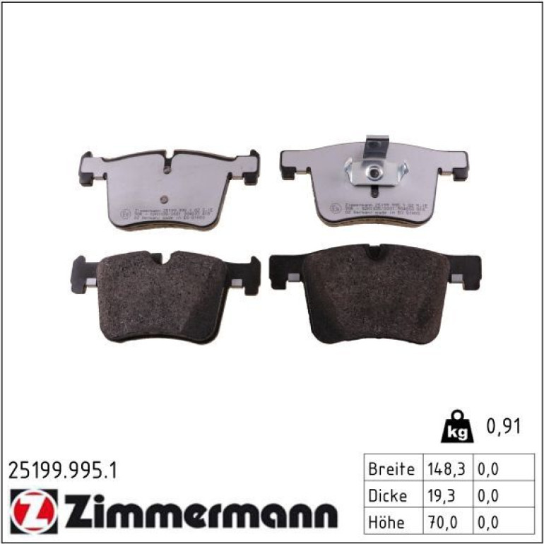 ZIMMERMANN Bremsbeläge 25199.995.1 ZIMMERMANN Bremsbeläge 25199.995.1