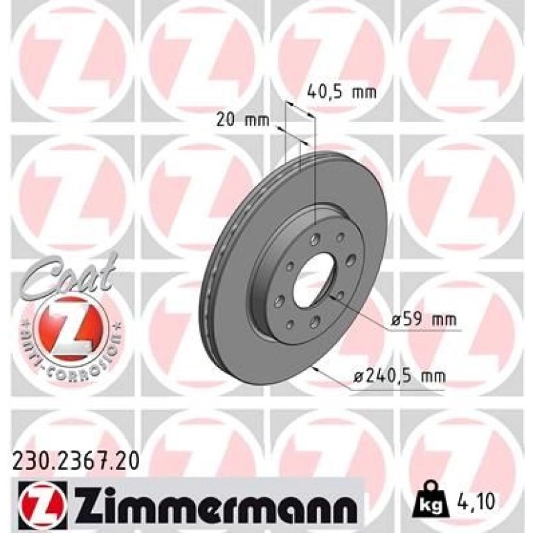 ZIMMERMANN Bremsscheibe 230.2367.20 ZIMMERMANN Bremsscheibe 230.2367.20