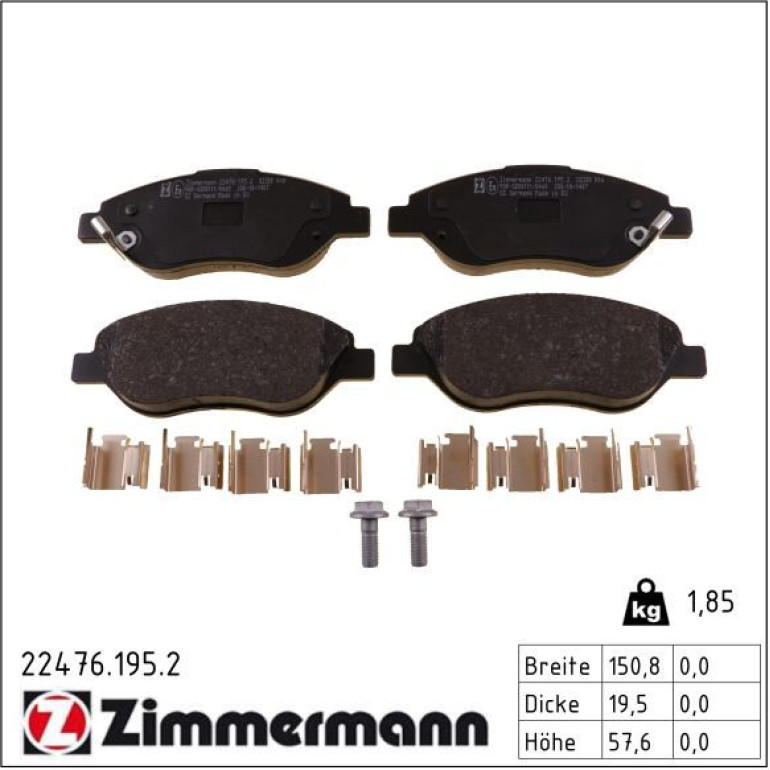 ZIMMERMANN Bremsbeläge 22476.195.2 ZIMMERMANN Bremsbeläge 22476.195.2