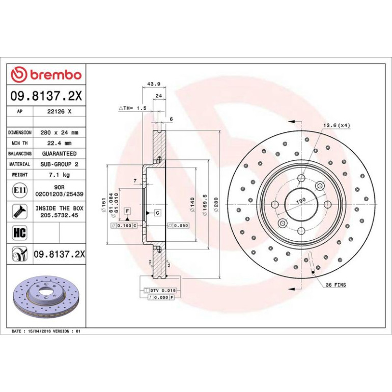 Bremsscheibe VA Xtra 09.8137.2X Bremsscheibe VA Xtra 09.8137.2X
