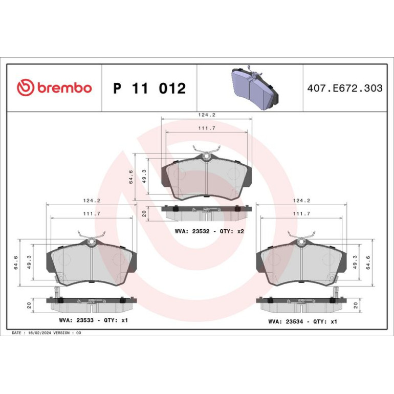 BREMBO Bremsklötze VA P 11 012 BREMBO Bremsklötze VA P 11 012