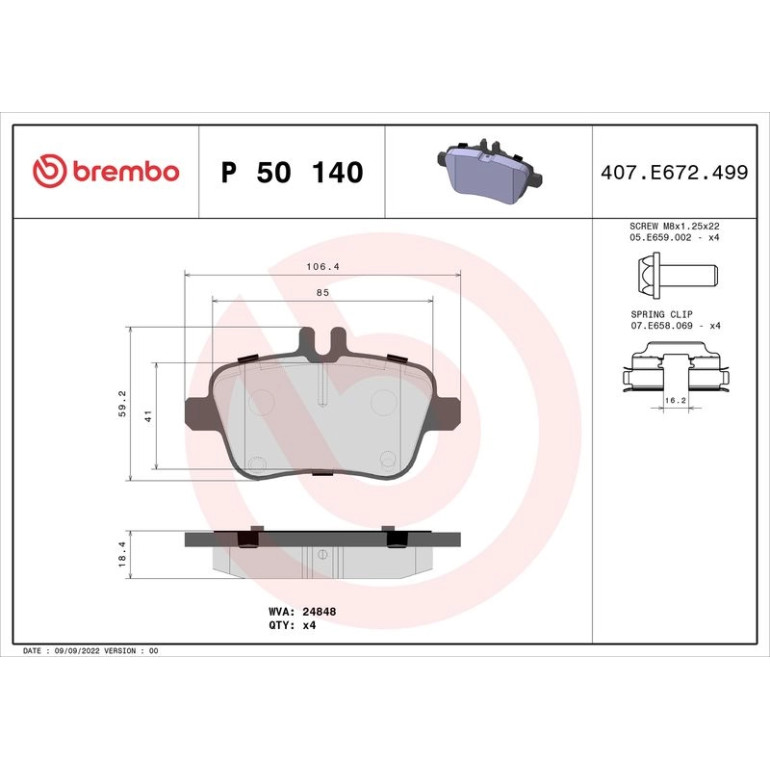 BREMBO Bremsklötze HA P 50 140 BREMBO Bremsklötze HA P 50 140