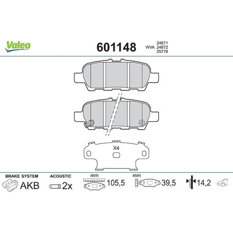 VALEO Bremsbeläge 601148 VALEO Bremsbeläge 601148