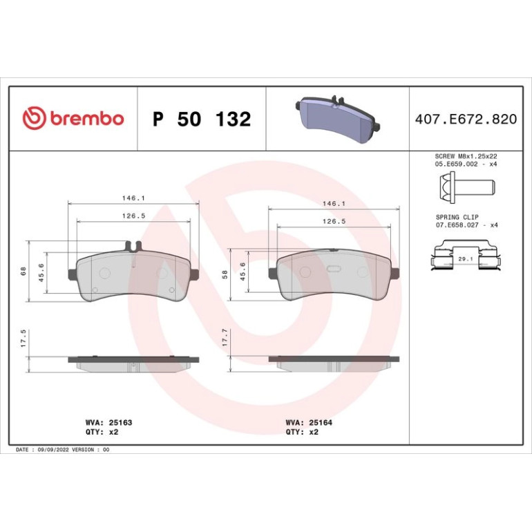 BREMBO Bremsklötze HA P 50 132 BREMBO Bremsklötze HA P 50 132