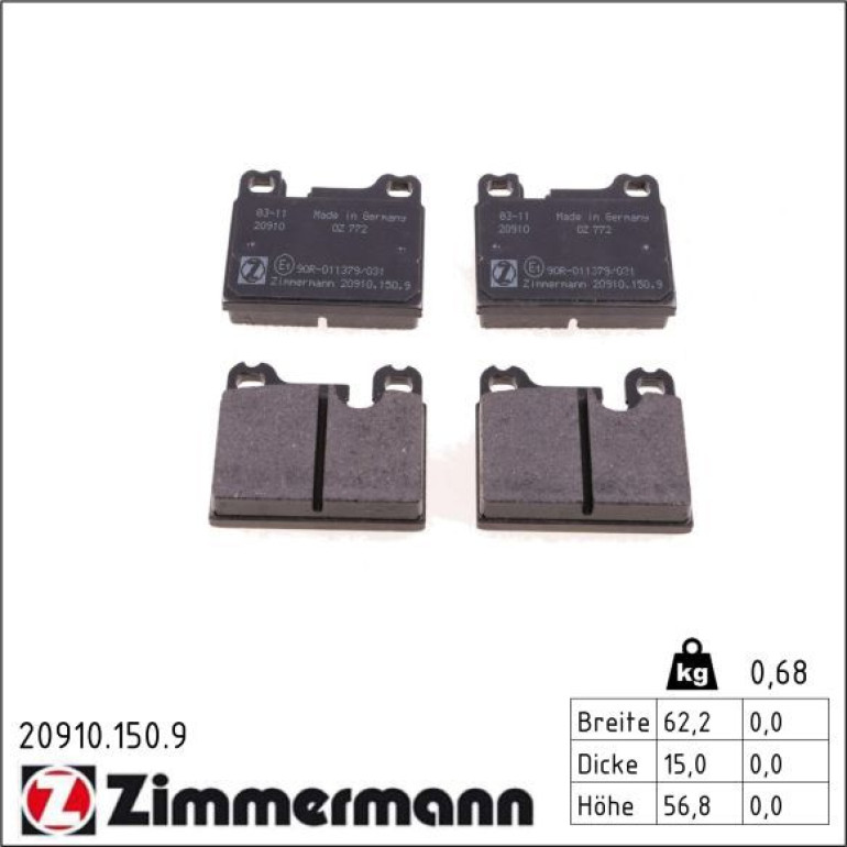 ZIMMERMANN Bremsbeläge 20910.150.9 ZIMMERMANN Bremsbeläge 20910.150.9
