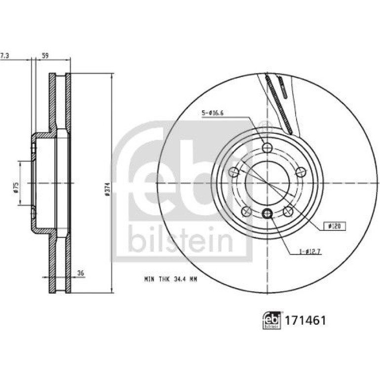 FEBI BILSTEIN Bremsscheibe 171461 FEBI BILSTEIN Bremsscheibe 171461