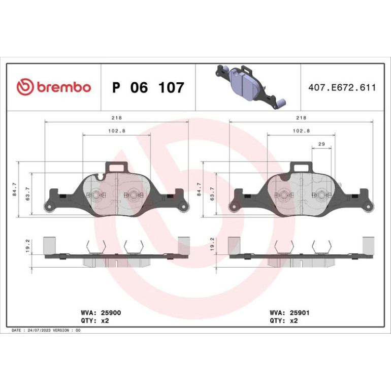 BREMBO Bremsklötze VA P 06 107 BREMBO Bremsklötze VA P 06 107