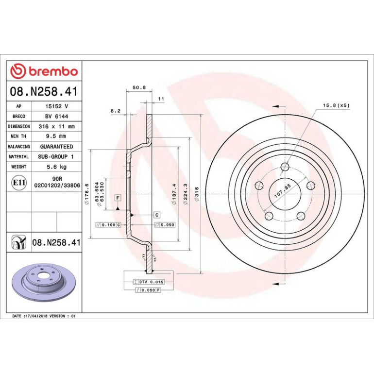51 482 036 Bremsscheibe HA 08.N258.41 51 482 036 Bremsscheibe HA 08.N258.41