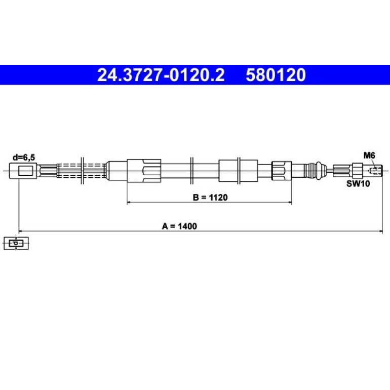 ATE Handbremsseil Seilzug Festellbremse 24.3727-0120.2 ATE Handbremsseil Seilzug Festellbremse 24.3727-0120.2