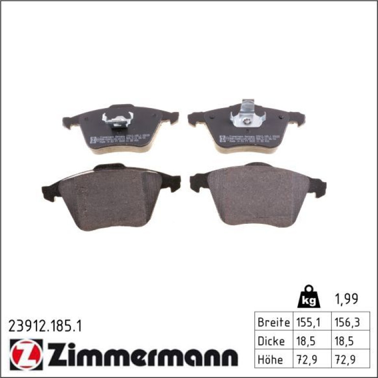 ZIMMERMANN Bremsbeläge 23912.185.1 ZIMMERMANN Bremsbeläge 23912.185.1