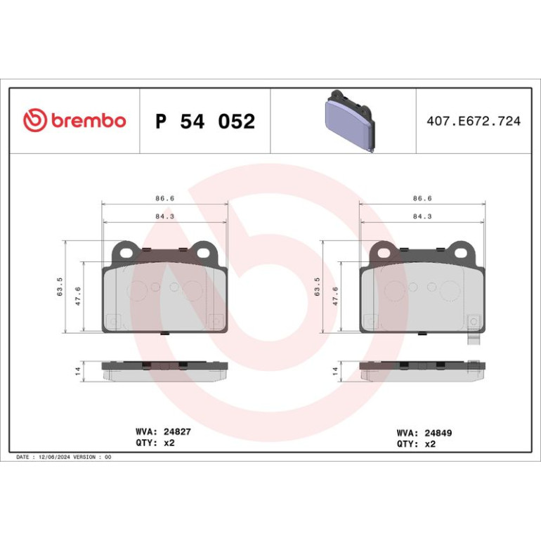 BREMBO Bremsklötze HA P 54 052 BREMBO Bremsklötze HA P 54 052