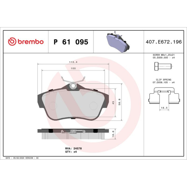 BREMBO Bremsklötze HA P 61 095 BREMBO Bremsklötze HA P 61 095