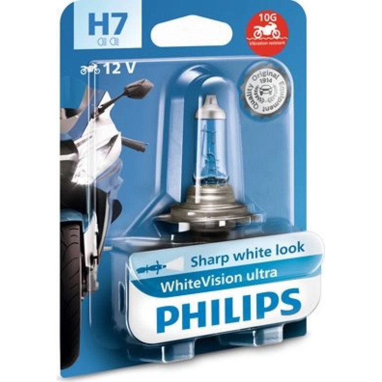 H7 12V 55W PX26d WhiteVision Ultra Moto 1 Stück Blister Philips 12972WVUBW H7 12V 55W PX26d WhiteVision Ultra Moto 1 Stück Blister Philips 12972WVUBW