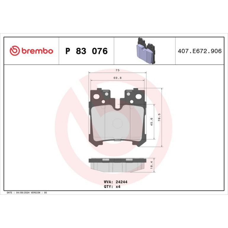 BREMBO Bremsklötze HA P 83 076 BREMBO Bremsklötze HA P 83 076