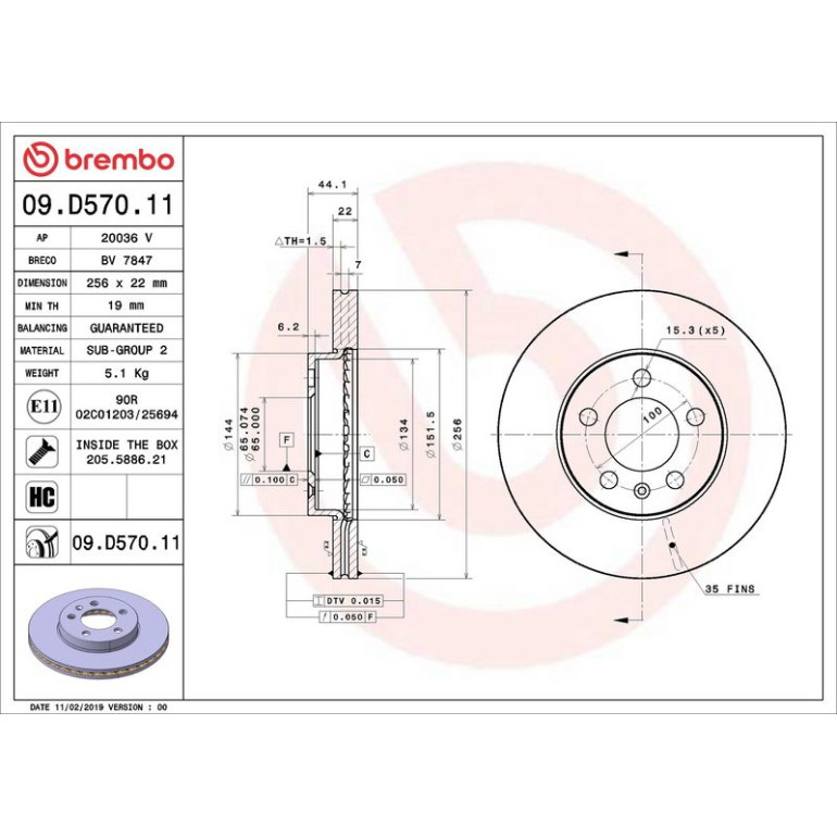 Bremsscheibe VA 09.D570.11 Bremsscheibe VA 09.D570.11