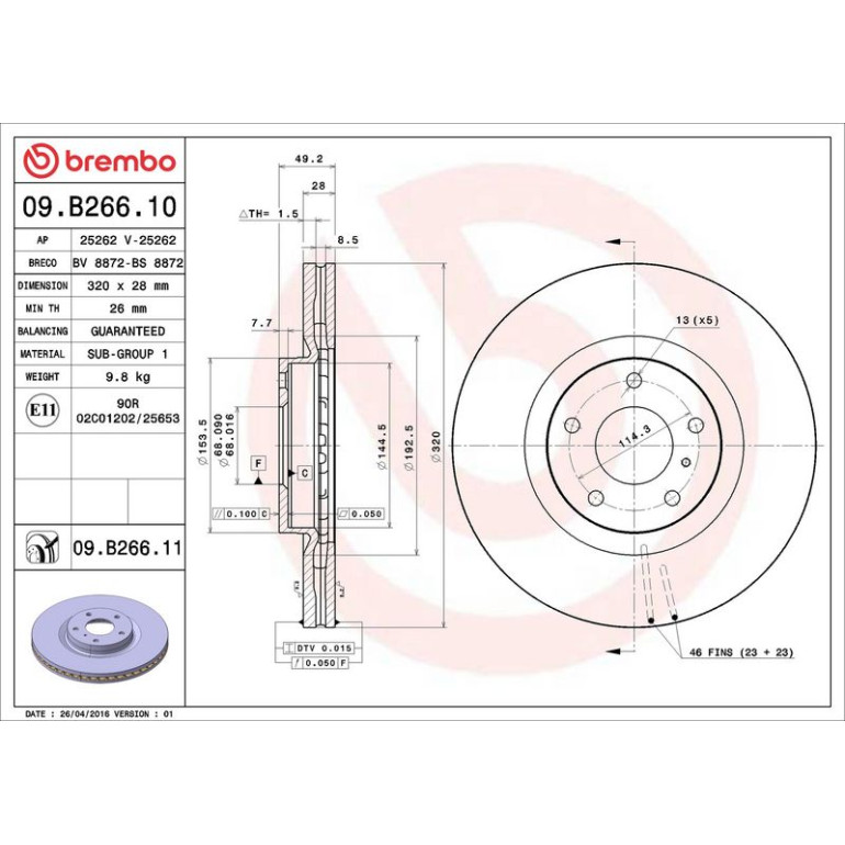 85 481 065 Bremsscheibe VA 09.B266.11 85 481 065 Bremsscheibe VA 09.B266.11