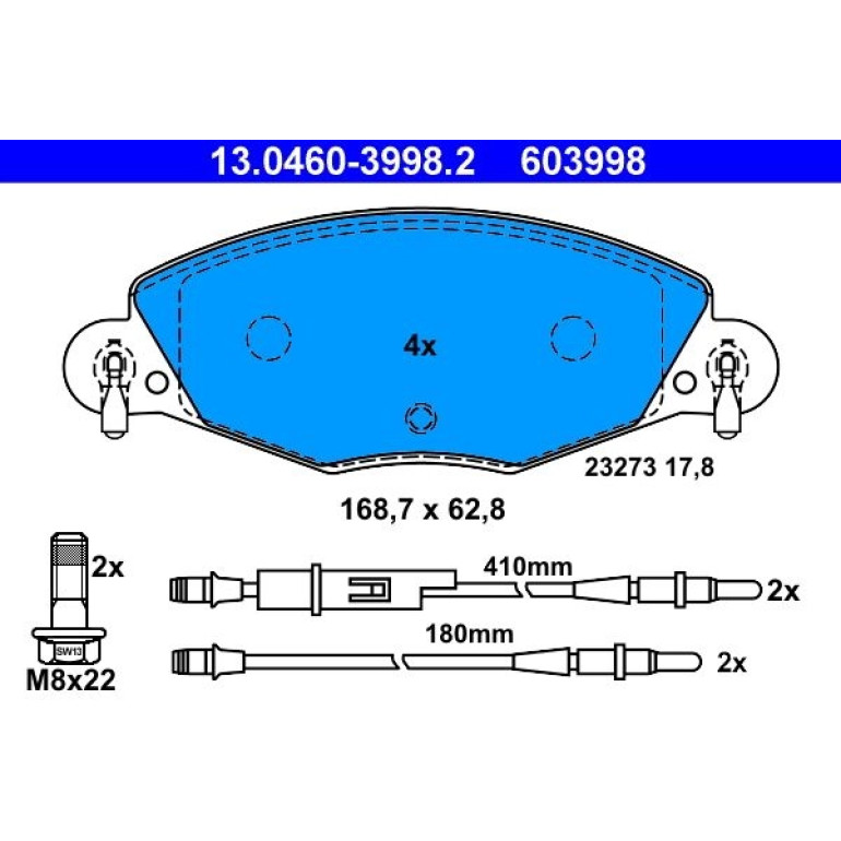 Bremsbelagsatz Citroen P. C5 2,0-2,2 Hdi/3,0 01 13.0460-3998.2 Bremsbelagsatz Citroen P. C5 2,0-2,2 Hdi/3,0 01 13.0460-3998.2