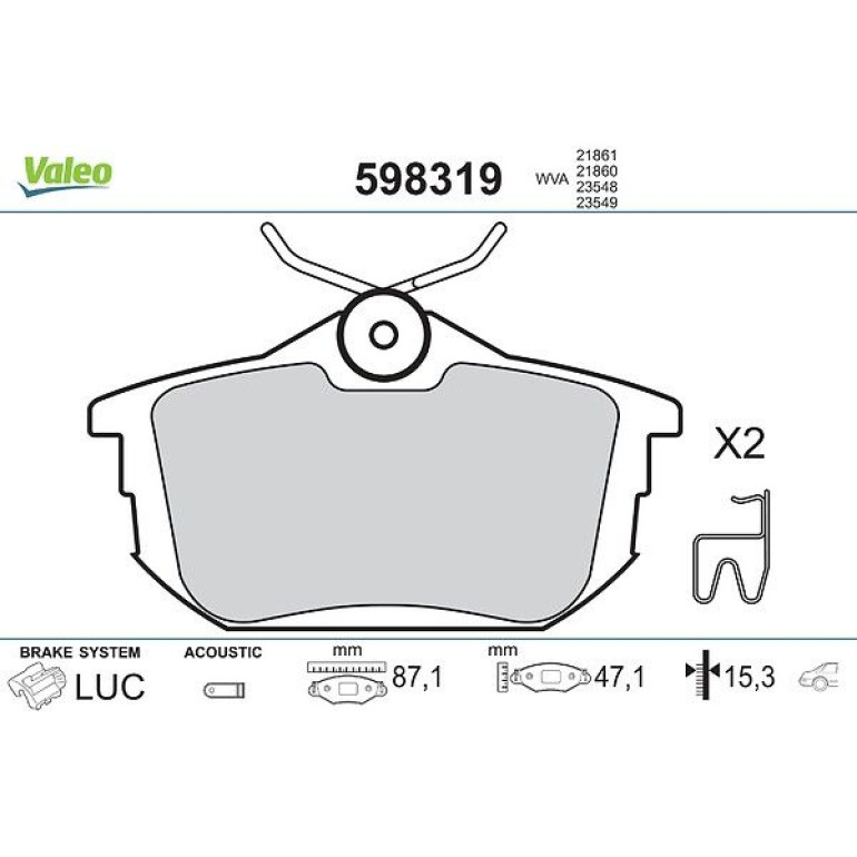 VALEO Bremsbeläge 598319
