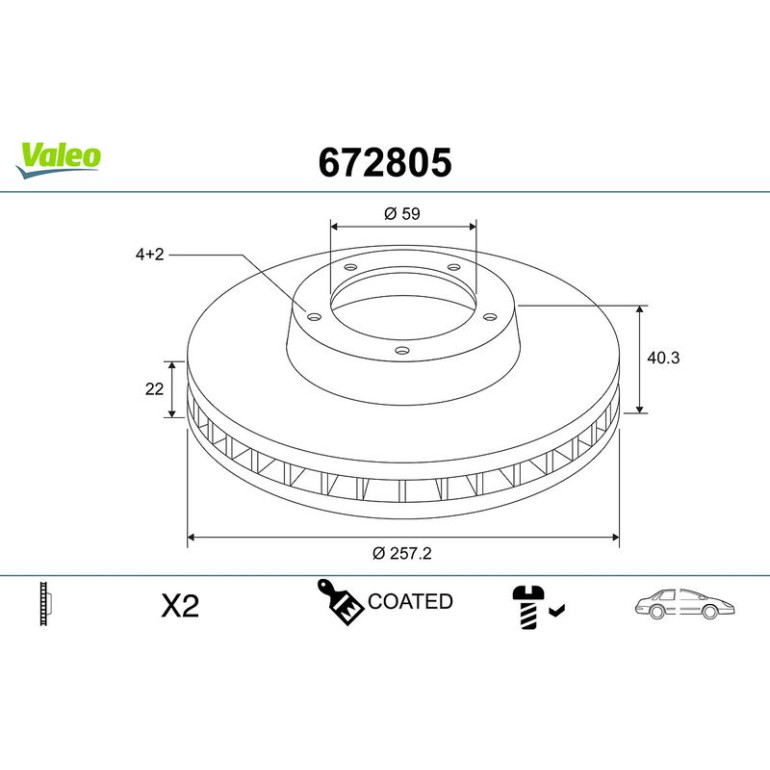 VALEO Bremsscheibe 672805 VALEO Bremsscheibe 672805