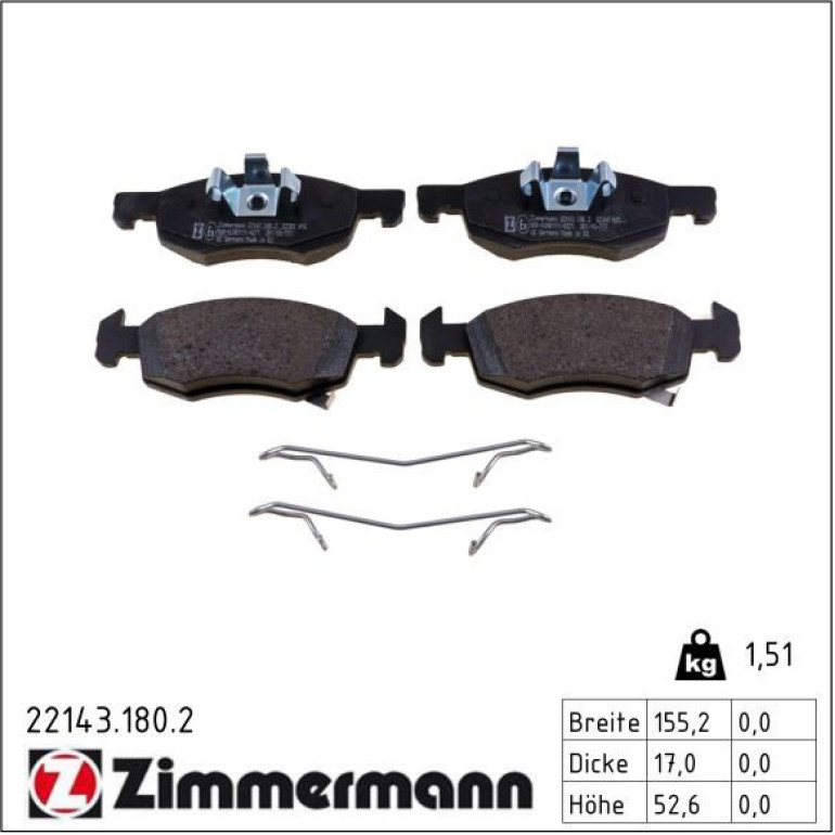 ZIMMERMANN Bremsbeläge 22143.180.2 ZIMMERMANN Bremsbeläge 22143.180.2