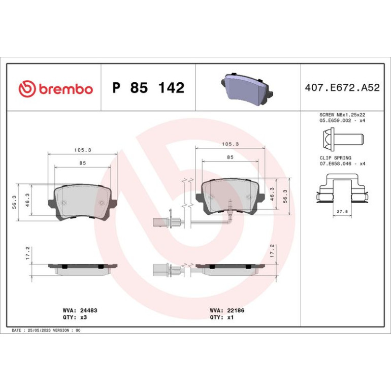 BREMBO Bremsklötze HA P 85 142 BREMBO Bremsklötze HA P 85 142