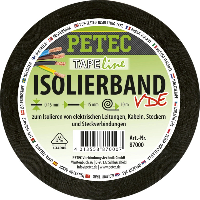 Petec Isolierband 15 mm X 015 mm X 10 M 87000 Petec Isolierband 15 mm X 015 mm X 10 M 87000