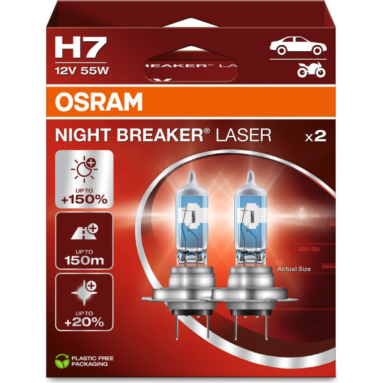 OSRAM H7 12V 55W PX26d NIGHT BREAKER LASER +150% mehr Licht OSRAM H7 12V 55W PX26d NIGHT BREAKER LASER +150% mehr Licht