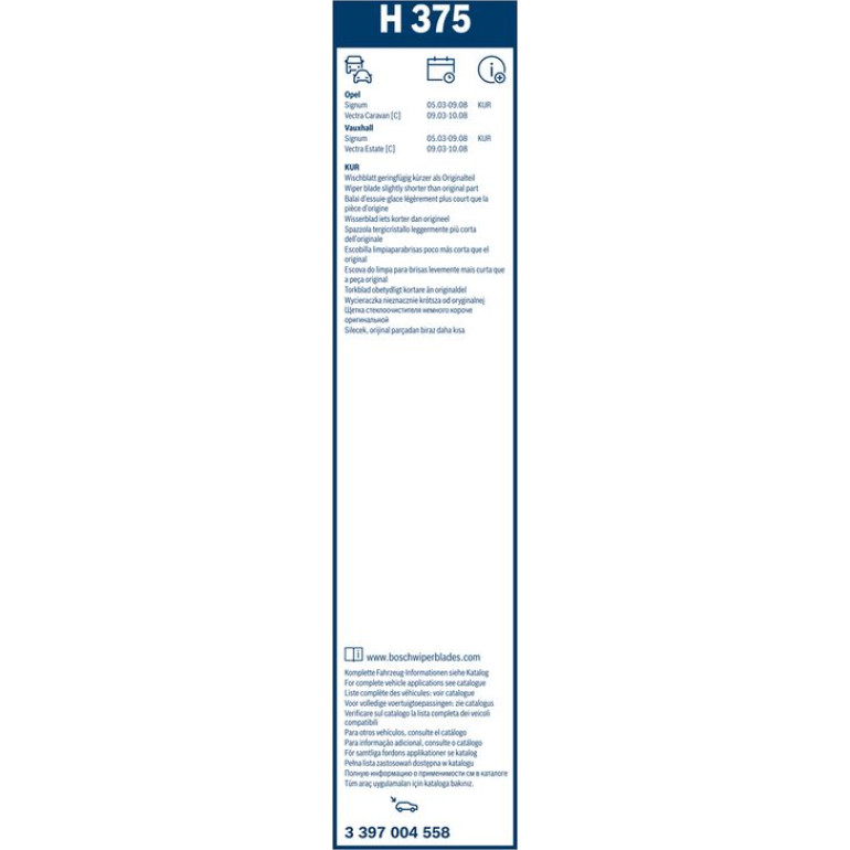 Bosch Wischerblatt H375 3397004558 Bosch Wischerblatt H375 3397004558