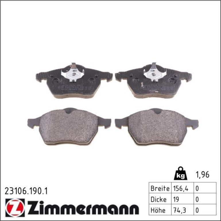 ZIMMERMANN Bremsbeläge 23106.190.1 ZIMMERMANN Bremsbeläge 23106.190.1