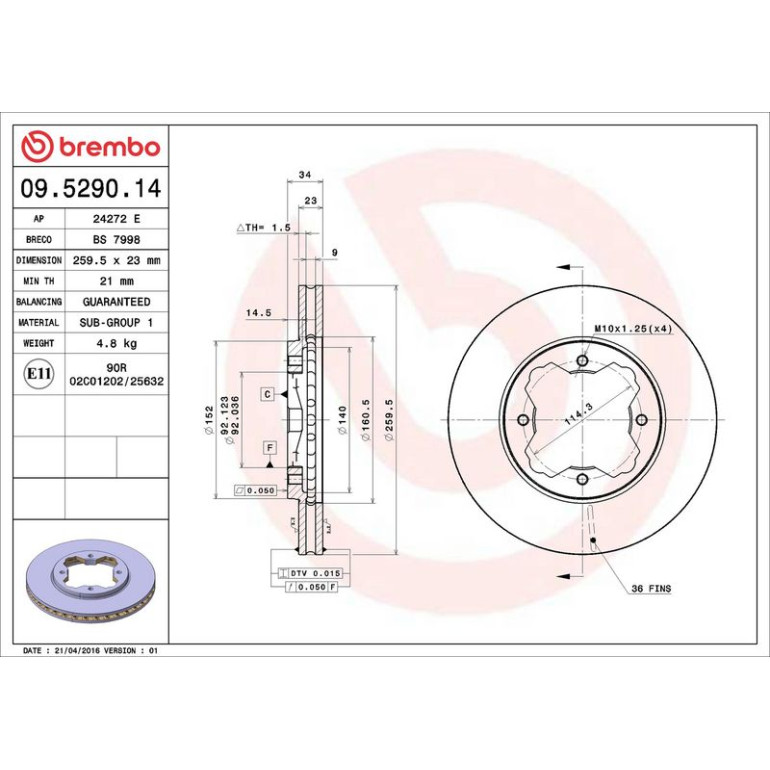 86 481 020 Bremsscheibe VA 09.5290.14