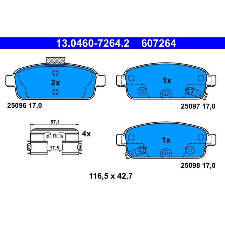 Bremsbelagsatz Opel T. Astra J 09-/Zafira C 11 13.0460-7264.2 Bremsbelagsatz Opel T. Astra J 09-/Zafira C 11 13.0460-7264.2