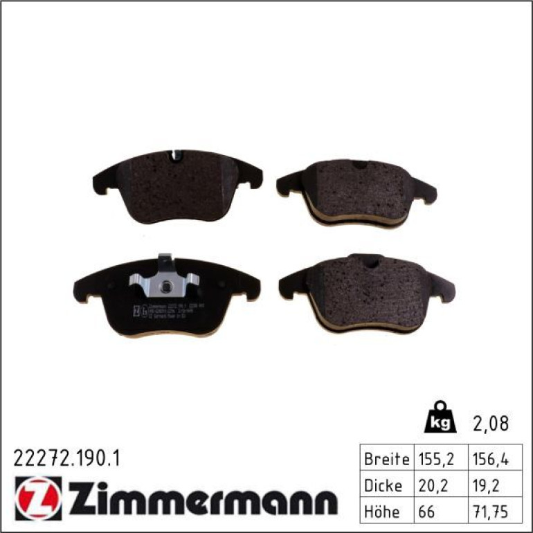 ZIMMERMANN Bremsbeläge 22272.190.1 ZIMMERMANN Bremsbeläge 22272.190.1