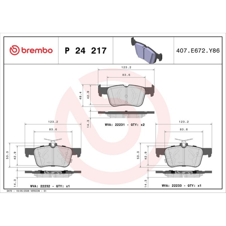 BREMBO Bremsklötze HA P 24 217 BREMBO Bremsklötze HA P 24 217