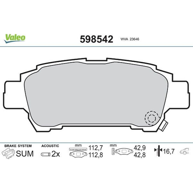 VALEO Bremsbeläge 598542 VALEO Bremsbeläge 598542