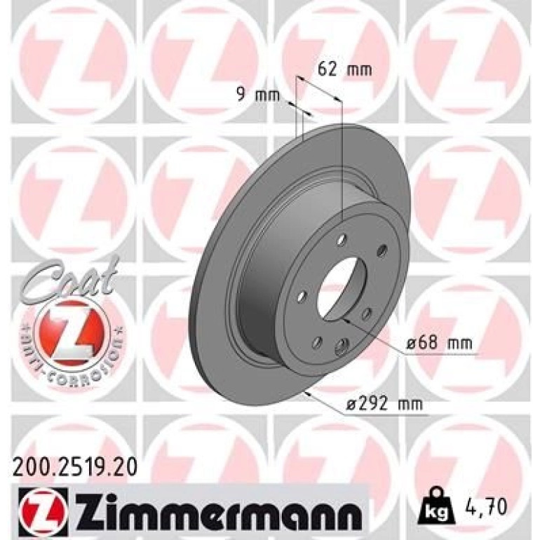 ZIMMERMANN Bremsscheibe 200.2519.20 ZIMMERMANN Bremsscheibe 200.2519.20