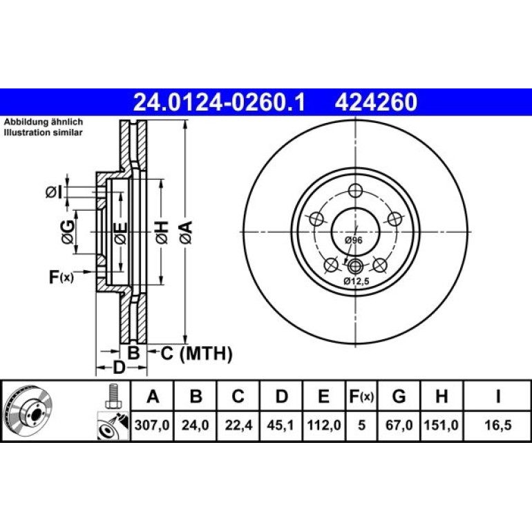 Bremsscheibe Bmw P. 2/X1 1.5-2.0 14 24.0124-0260.1 Bremsscheibe Bmw P. 2/X1 1.5-2.0 14 24.0124-0260.1