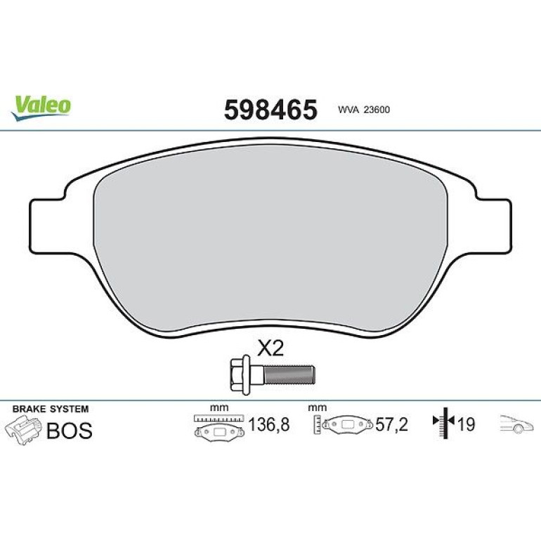 VALEO Bremsbeläge 598465 VALEO Bremsbeläge 598465