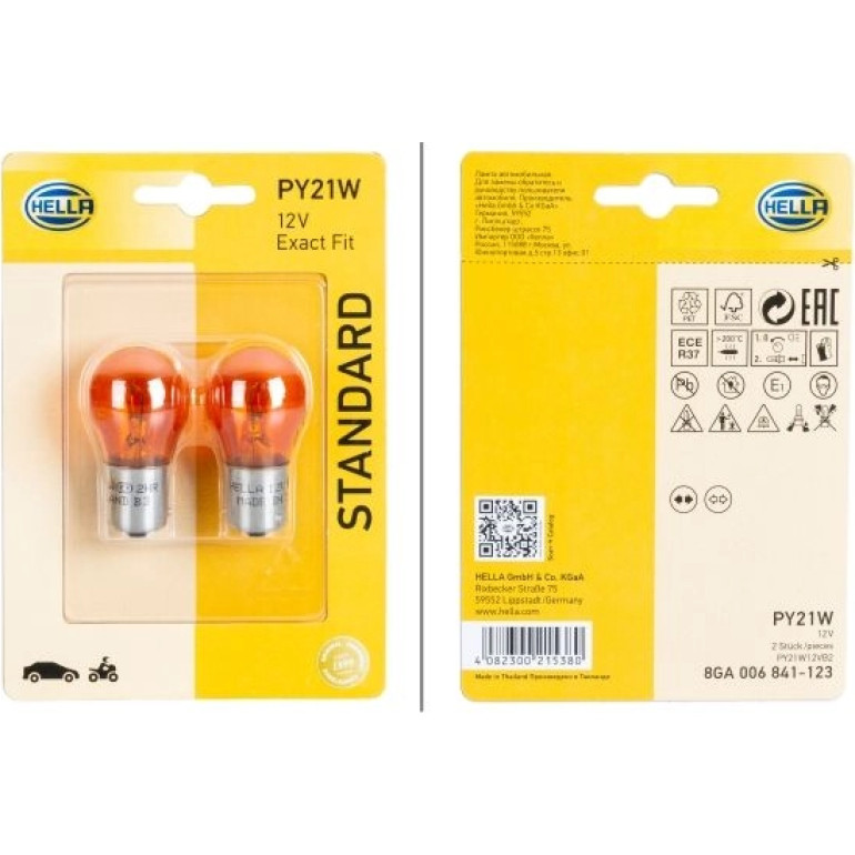 HELLA Glühlampe, Blinkleuchte 8GA 006 841-123 HELLA Glühlampe, Blinkleuchte 8GA 006 841-123