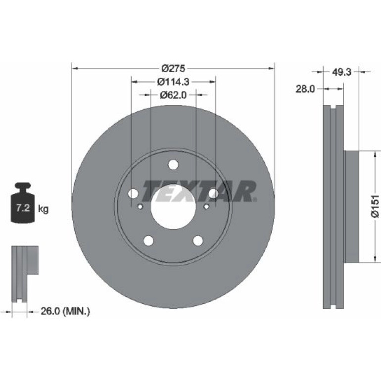 Bremsscheibe Toyota P. Avensis Verso 01-/Previa 00-/Camry 92077703 Bremsscheibe Toyota P. Avensis Verso 01-/Previa 00-/Camry 92077703