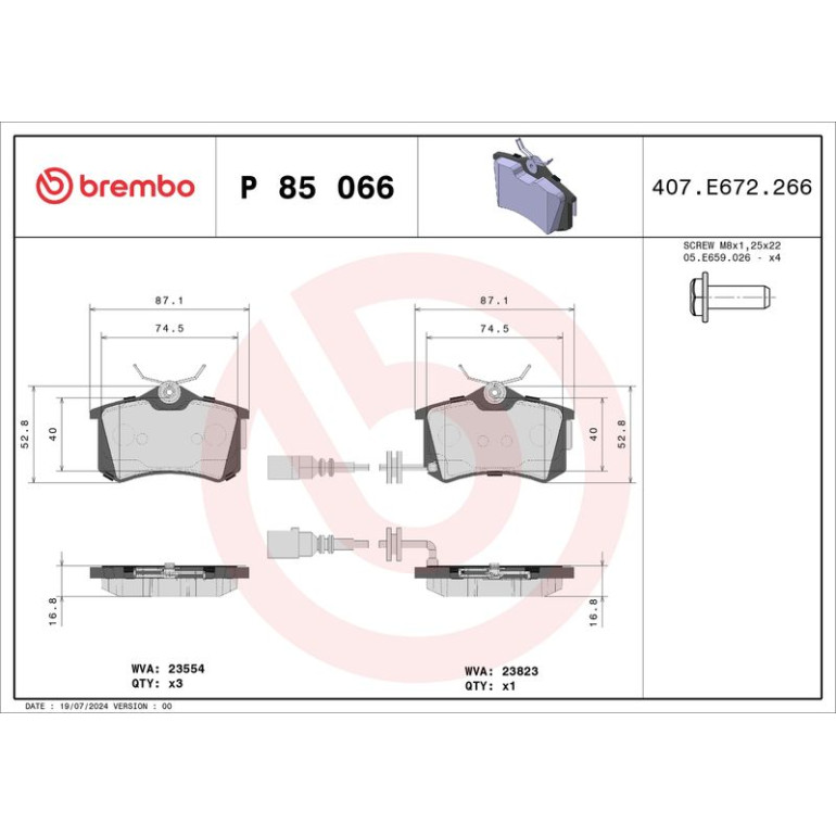 BREMBO Bremsklötze HA P 85 066 BREMBO Bremsklötze HA P 85 066