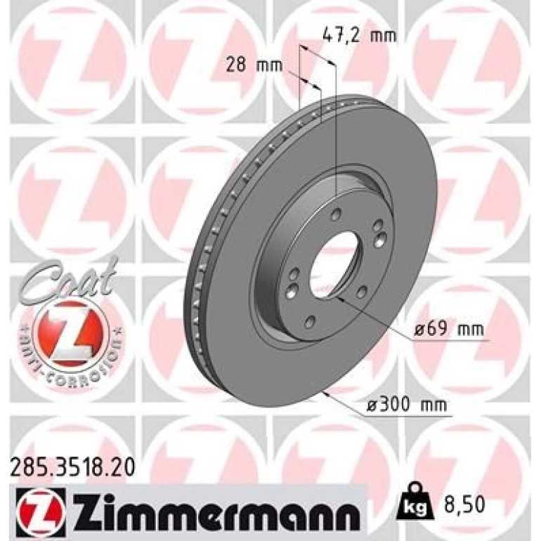ZIMMERMANN Bremsscheibe 285.3518.20 ZIMMERMANN Bremsscheibe 285.3518.20