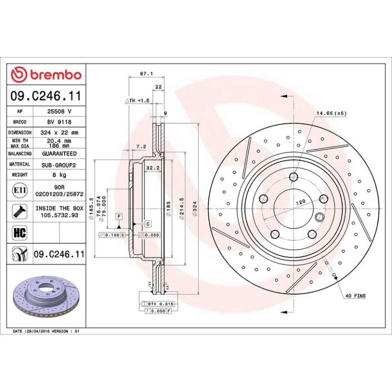 11 482 097 Bremsscheibe HA 09.C246.11 11 482 097 Bremsscheibe HA 09.C246.11