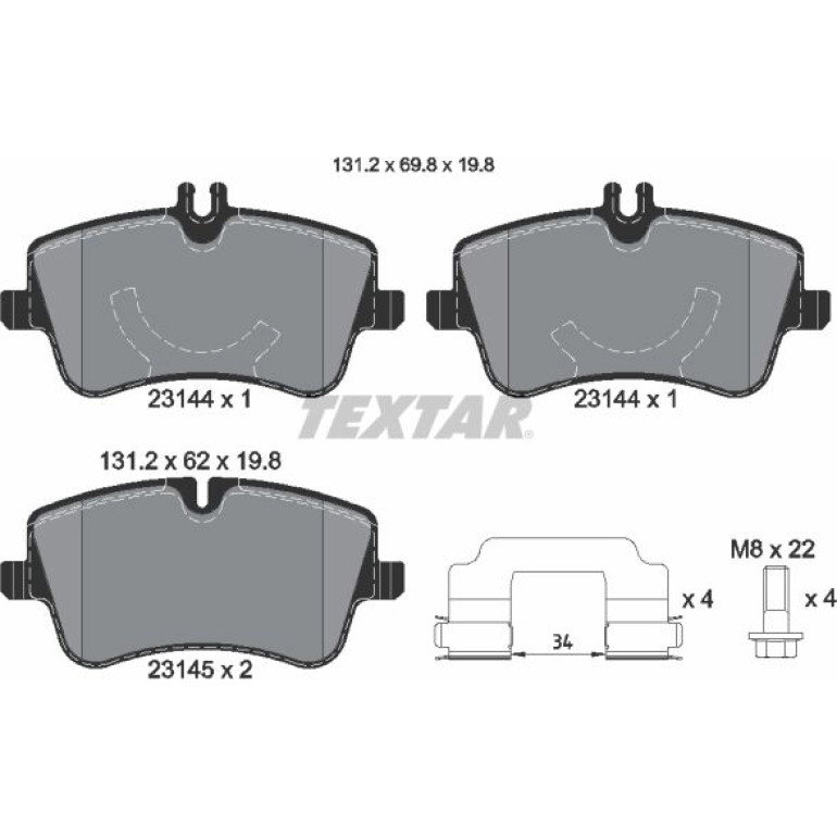 Bremsbelagsatz Db P. W203 C230-350/Clk 02-/Slk 05 2314402 Bremsbelagsatz Db P. W203 C230-350/Clk 02-/Slk 05 2314402
