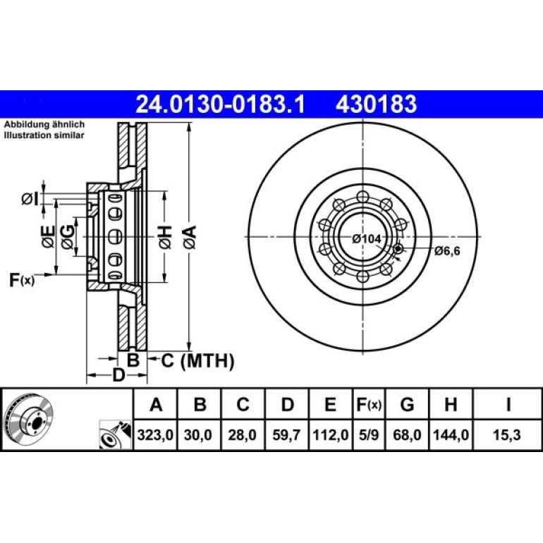 Bremsscheibe Audi P. A6/A8 2.5-4.2Tdi/2.8-6.0 94-10 24.0130-0183.1 Bremsscheibe Audi P. A6/A8 2.5-4.2Tdi/2.8-6.0 94-10 24.0130-0183.1